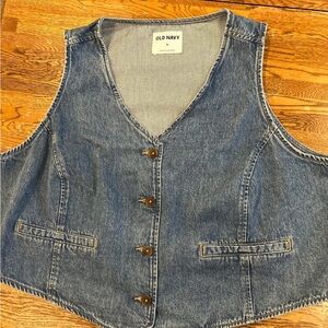 Old Navy Blue Denim Button-Up Vest